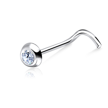 Brilliant Stone Curved Nose Stud Silver NSKB-18